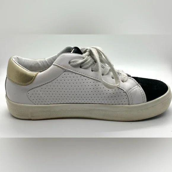 Steve Madden Womens 7M Starling Star White Black Gold Sneakers Sporty Activewear - Picture 7 of 16